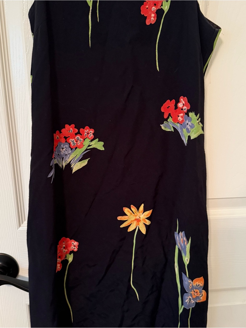Harold's Black Floral Spaghetti-Strap Mini Dress summer spring church vacation - Picture 2 of 7